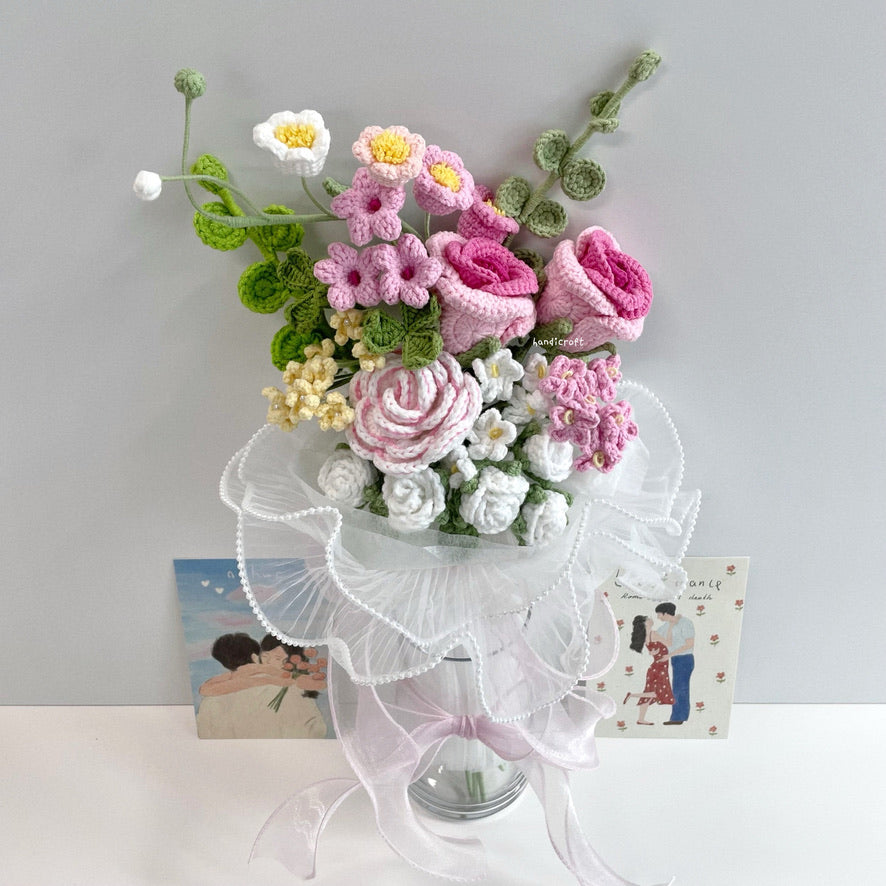 handicroft handmade crochet flower vase arrangement everyday poetry blush moments