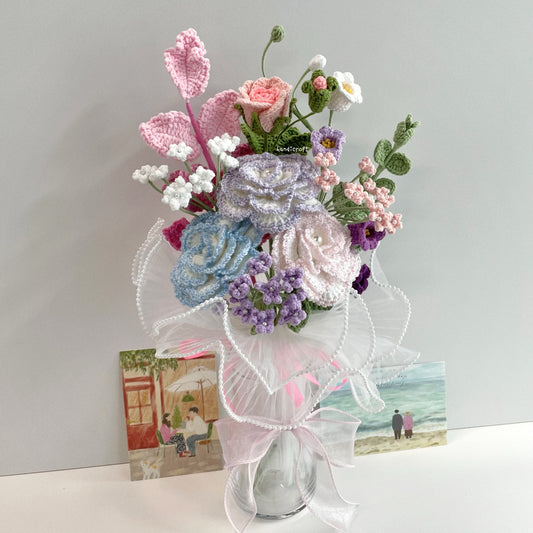 handicroft handmade crochet flower vase arrangement everyday poetry pastel hours