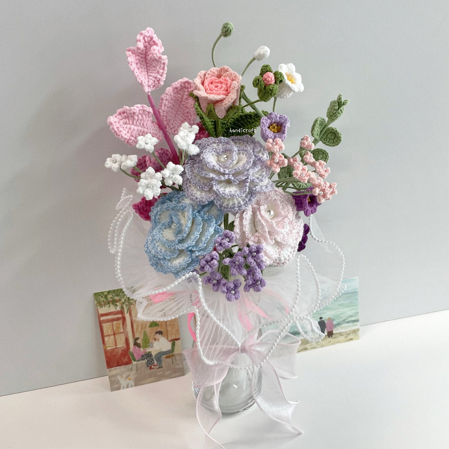 handicroft handmade crochet flower vase arrangement everyday poetry pastel hours