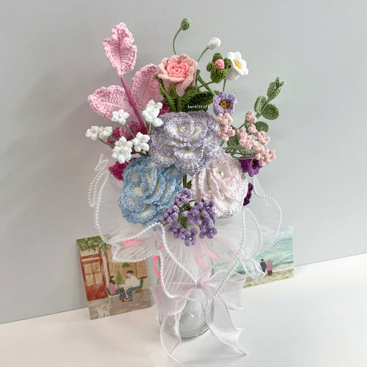 handicroft handmade crochet flower vase arrangement everyday poetry pastel hours