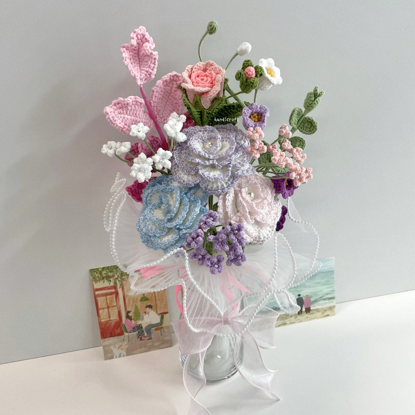 handicroft handmade crochet flower vase arrangement everyday poetry pastel hours