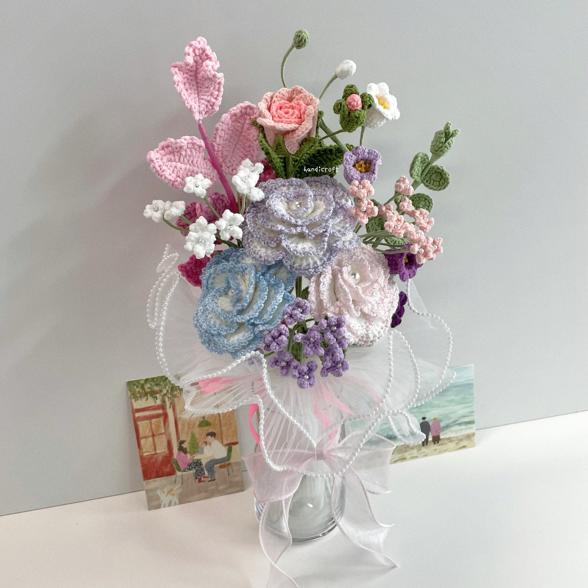 handicroft handmade crochet flower vase arrangement everyday poetry pastel hours