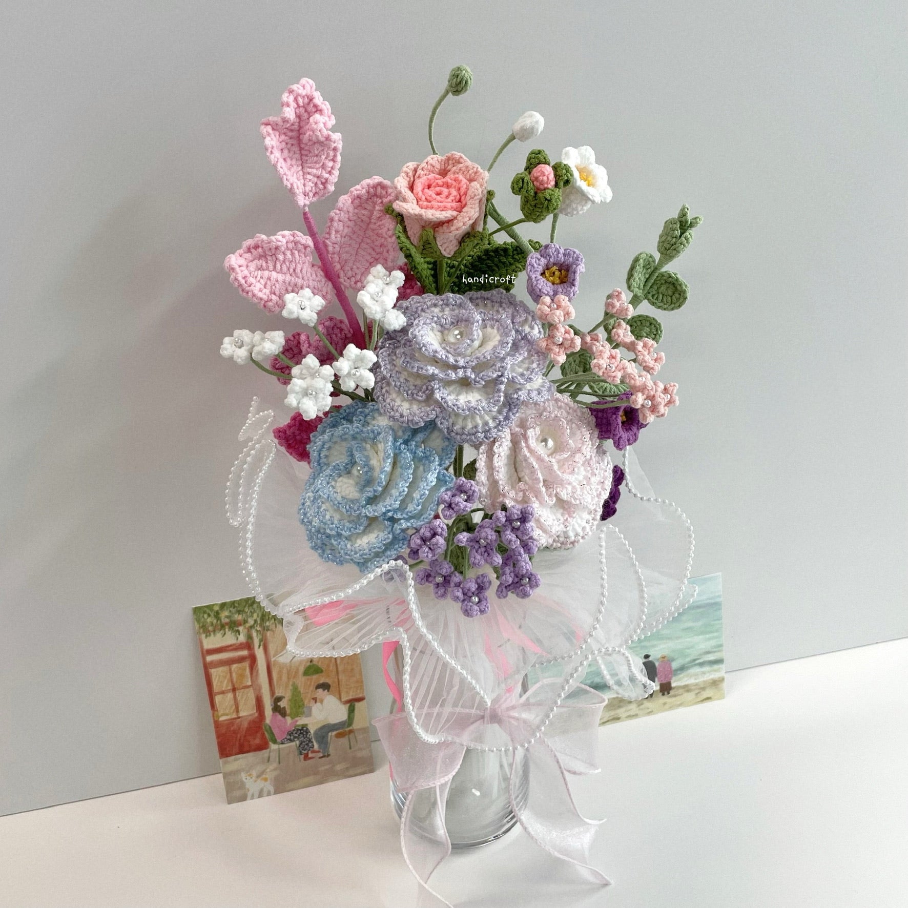 handicroft handmade crochet flower vase arrangement everyday poetry pastel hours