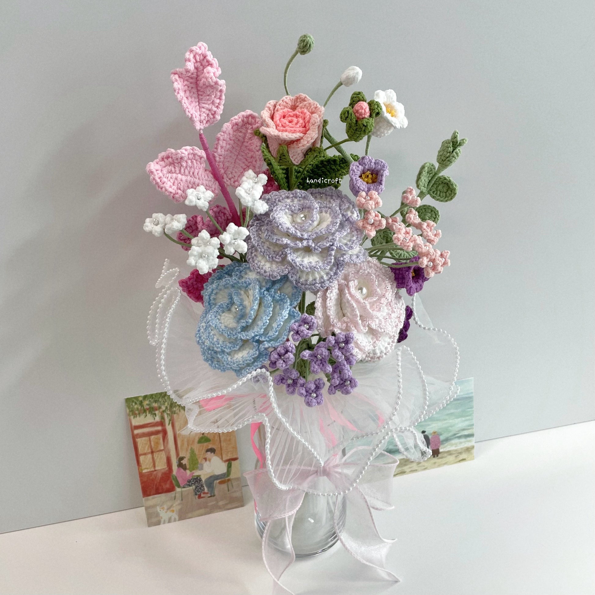 handicroft handmade crochet flower vase arrangement everyday poetry pastel hours