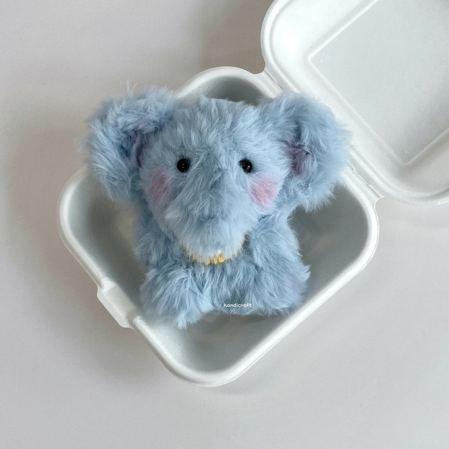handicroft handmade crochet fluffy blue elephant amigurumi