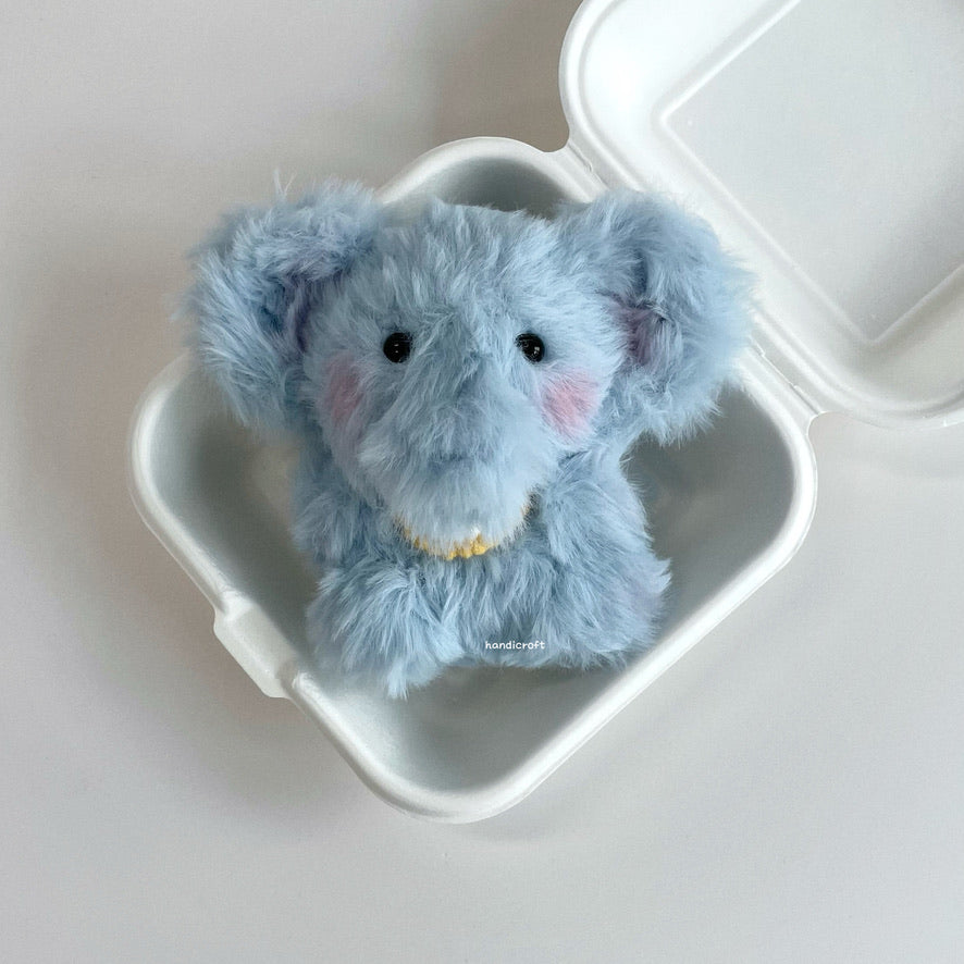 handicroft handmade crochet fluffy blue elephant amigurumi