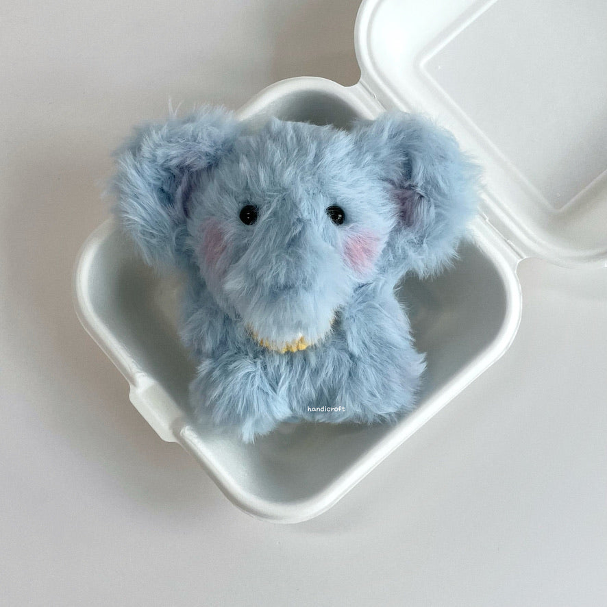 handicroft handmade crochet fluffy blue elephant amigurumi