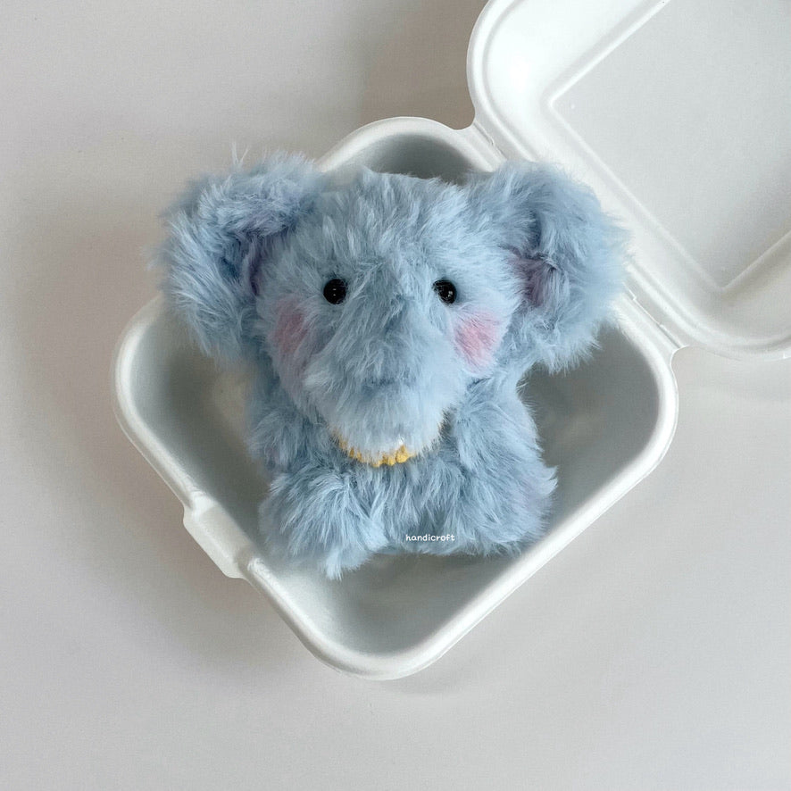 handicroft handmade crochet fluffy blue elephant amigurumi