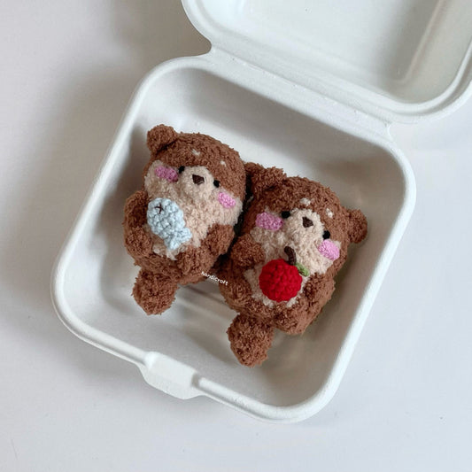 handicroft handmade crochet fluffy sea otter animal plush amigurumi keychain