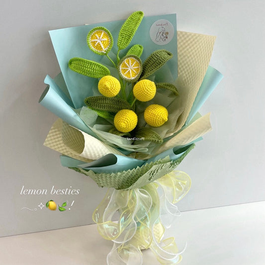 handicroft handmade crochet fruit flower bouquet lemon besties