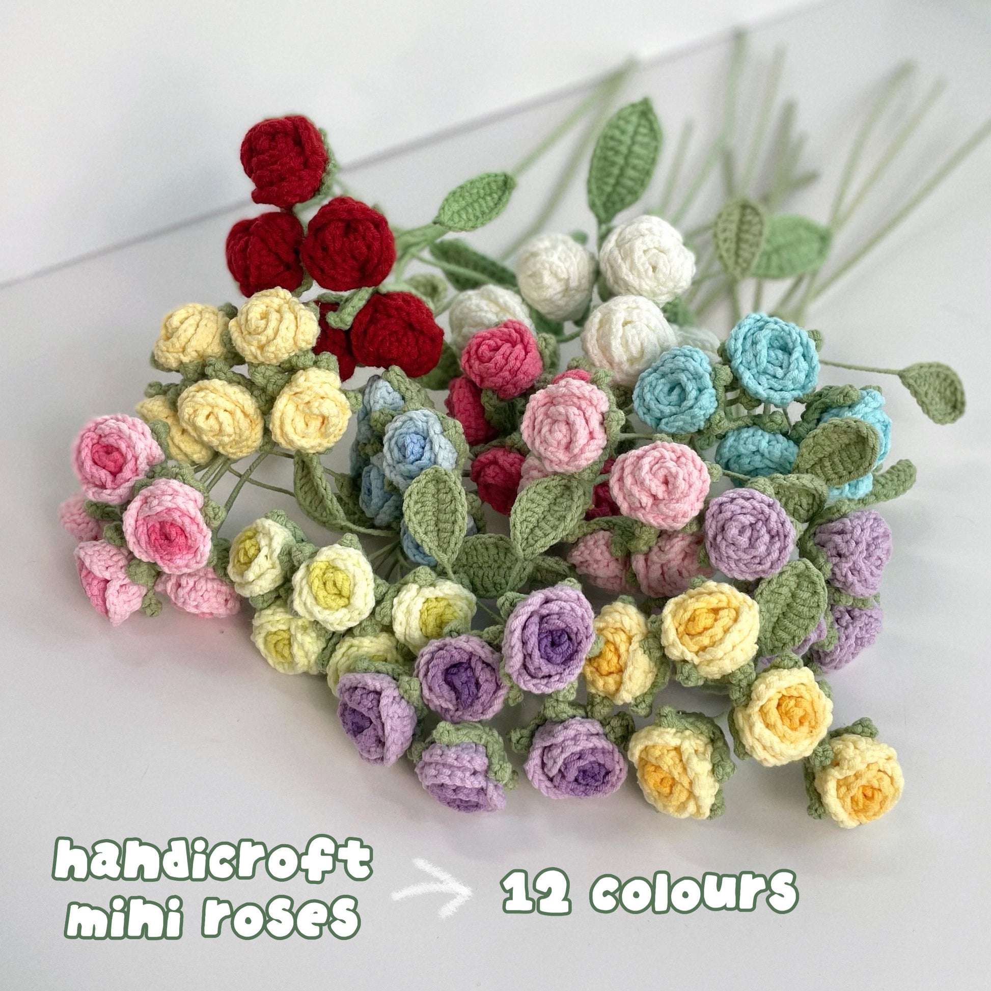 handicroft handmade crochet graduation flower bouquet grad & bloom 12 colours mini roses