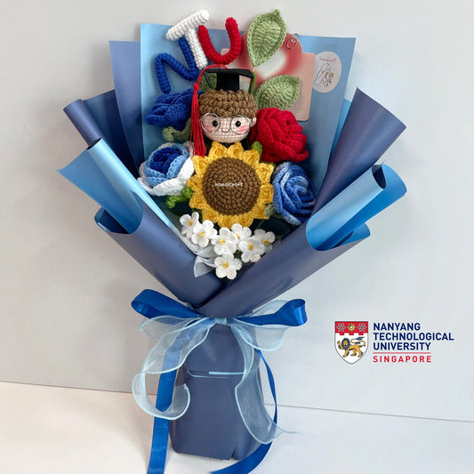 handicroft handmade crochet graduation special flower bouquet NTU special blooms plus