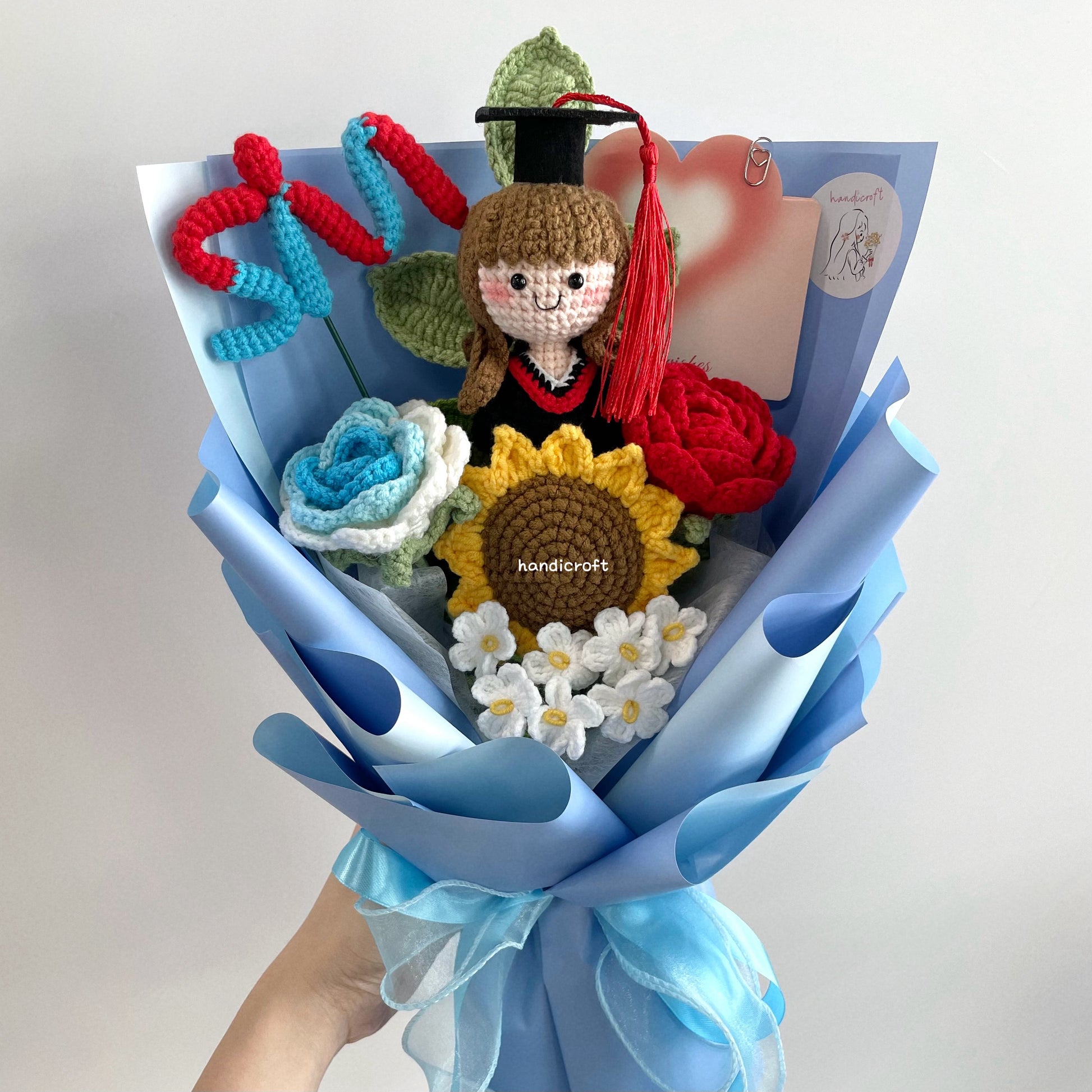 handicroft handmade crochet graduation special flower bouquet SIM special blooms