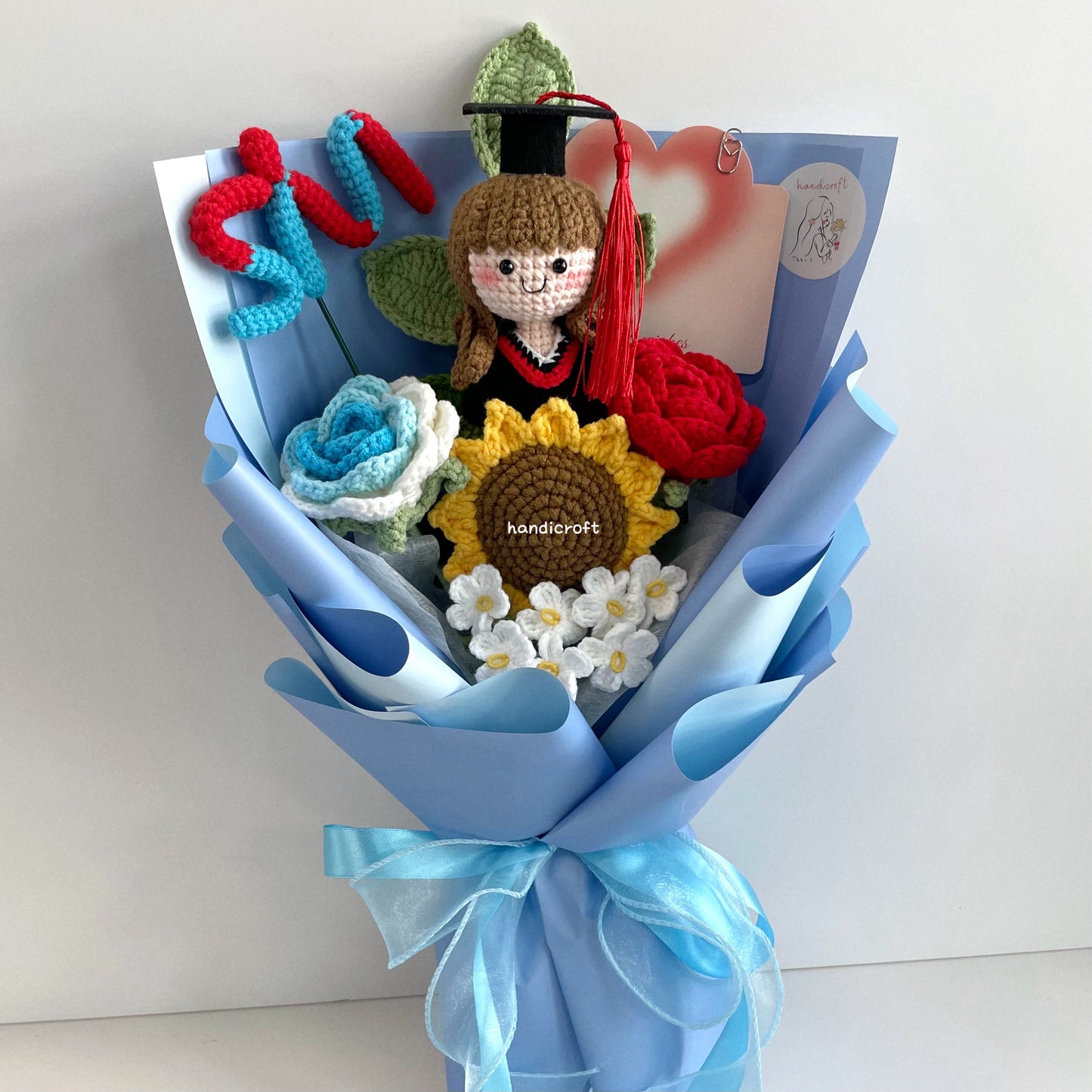 handicroft handmade crochet graduation special flower bouquet SIM special blooms