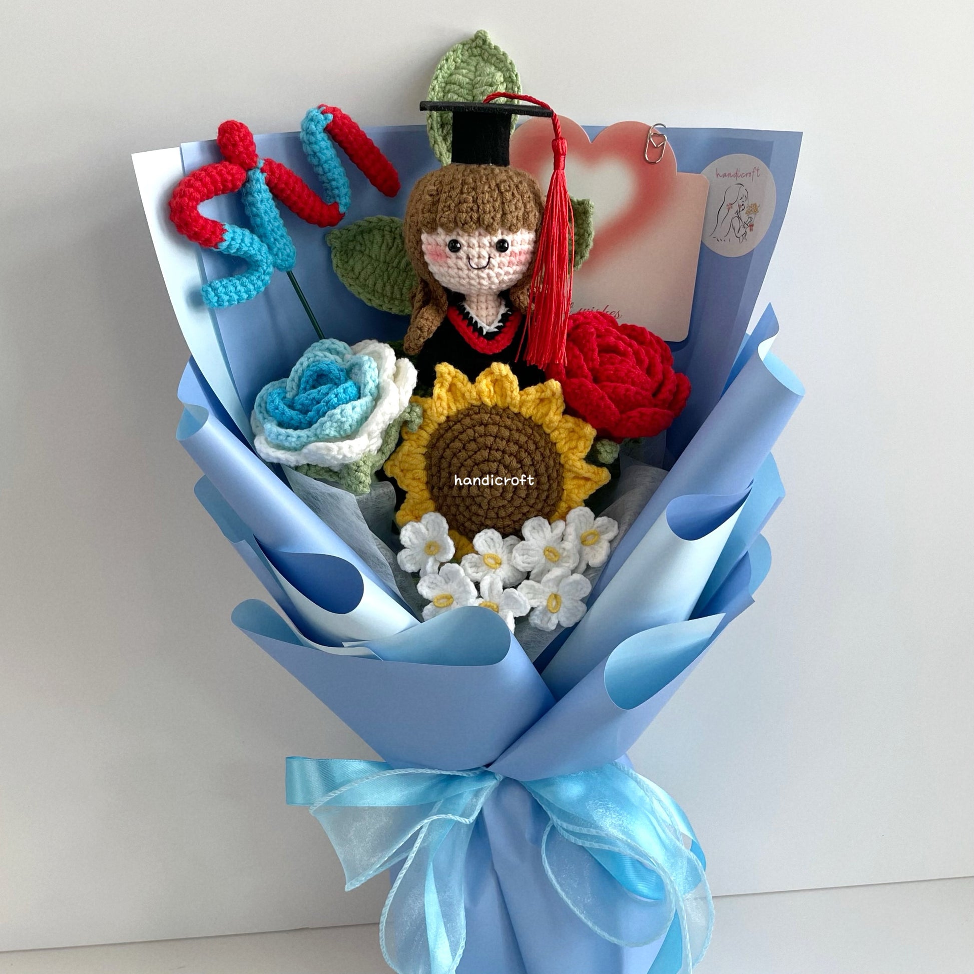 handicroft handmade crochet graduation special flower bouquet SIM special blooms