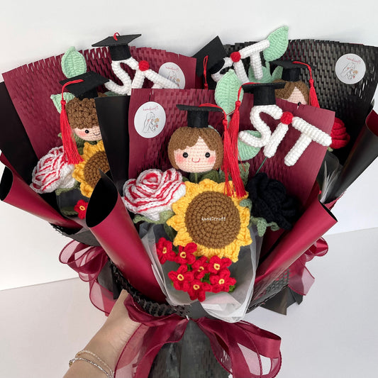handicroft handmade crochet graduation special flower bouquet SIT special blooms version 2
