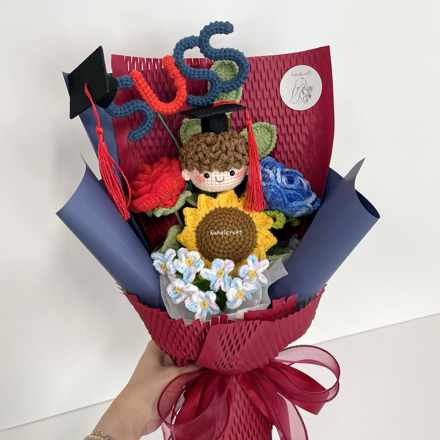 handicroft handmade crochet graduation special flower bouquet SUSS special blooms