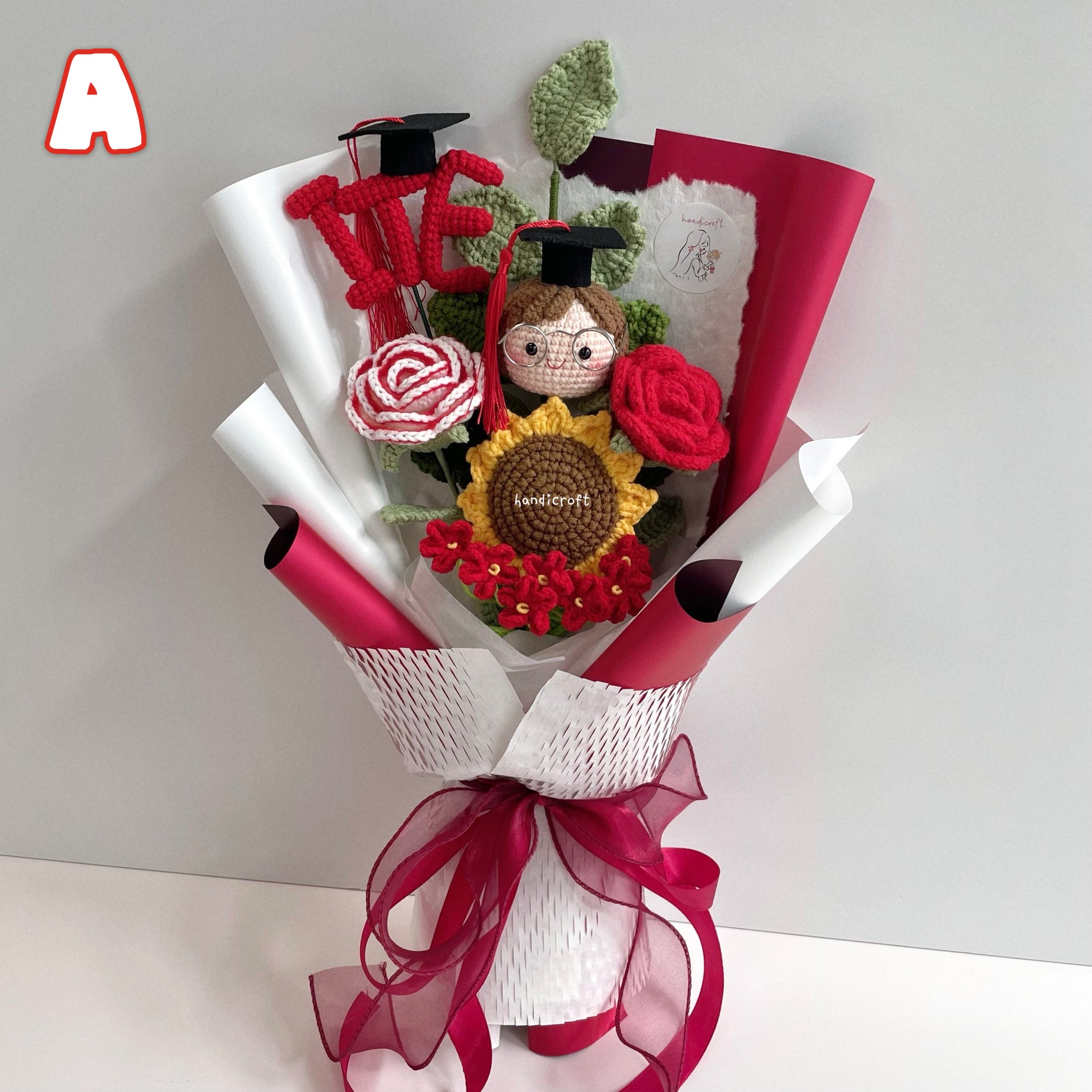 handicroft handmade crochet graduation special flower bouquet Singapore Institute of Technical Education ITE special blooms colour theme A