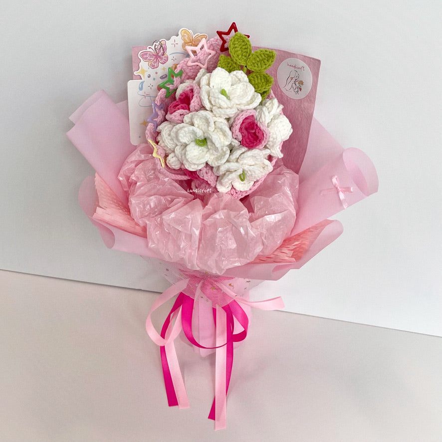 handicroft handmade crochet jasmine flower bouquet jasmine's gentle blush
