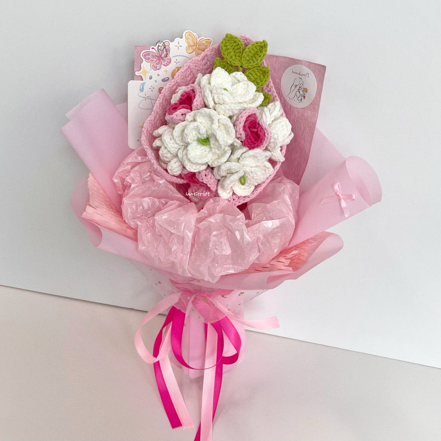 handicroft handmade crochet jasmine flower bouquet jasmine's gentle blush