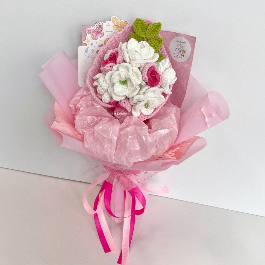 handicroft handmade crochet jasmine flower bouquet jasmine's gentle blush