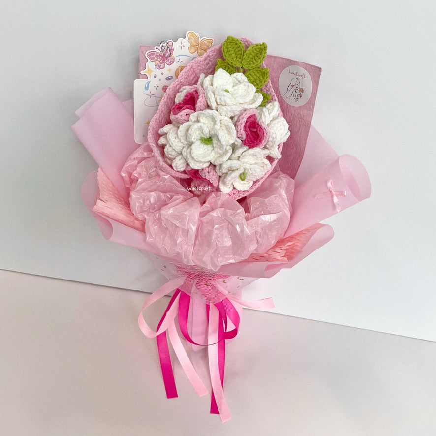 handicroft handmade crochet jasmine flower bouquet jasmine's gentle blush