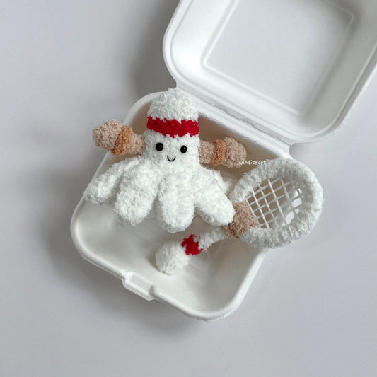 handicroft handmade crochet jellycat inspired badminton shuttlecock & racket amigurumi set