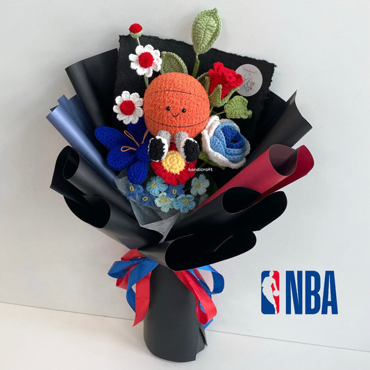 handicroft handmade crochet jellycat inspired basketball flower bouquet MVP moment