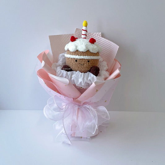handicroft handmade crochet jellycat inspired cake flower bouquet