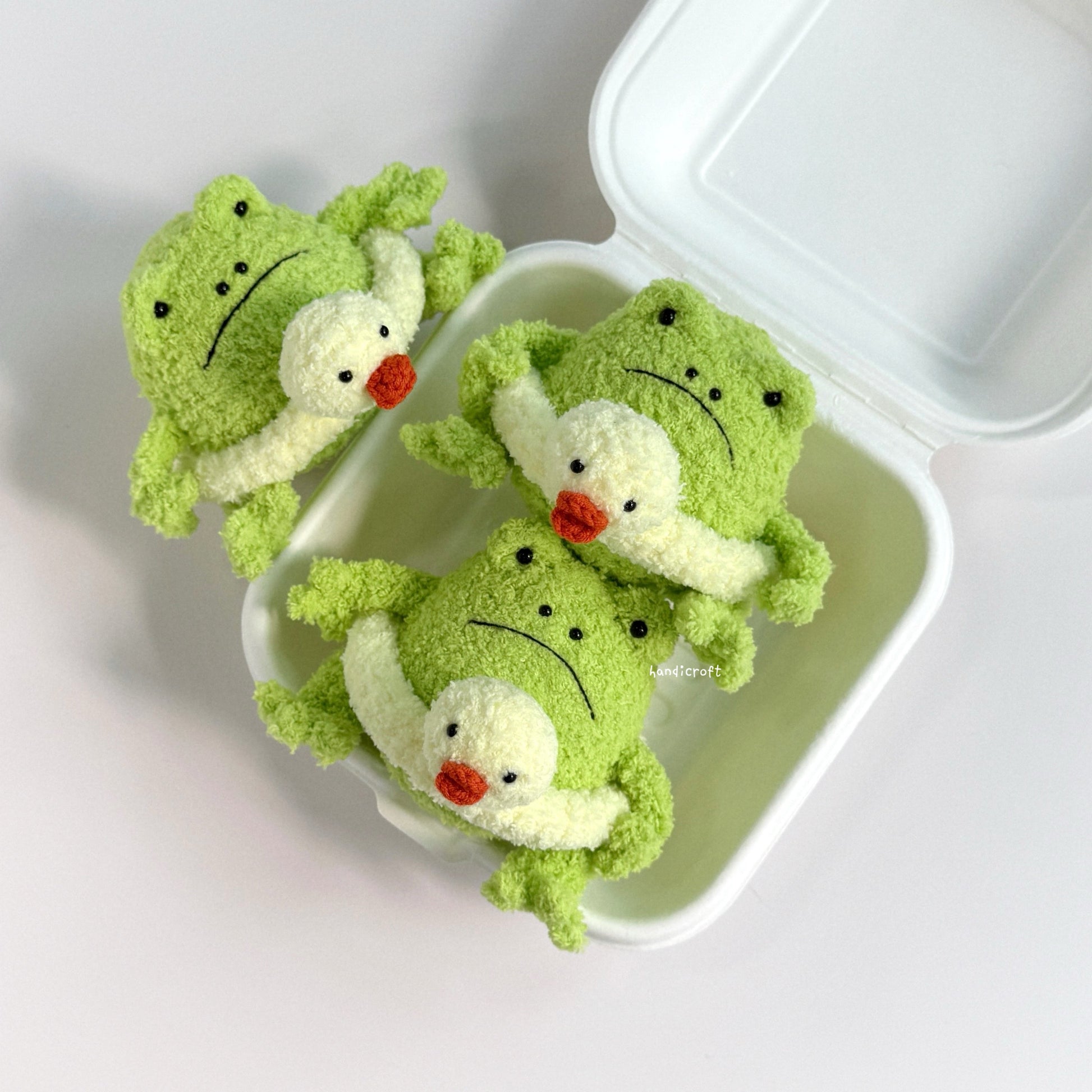 handicroft handmade crochet jellycat inspired ricky rain frog rubber ring amigurumi