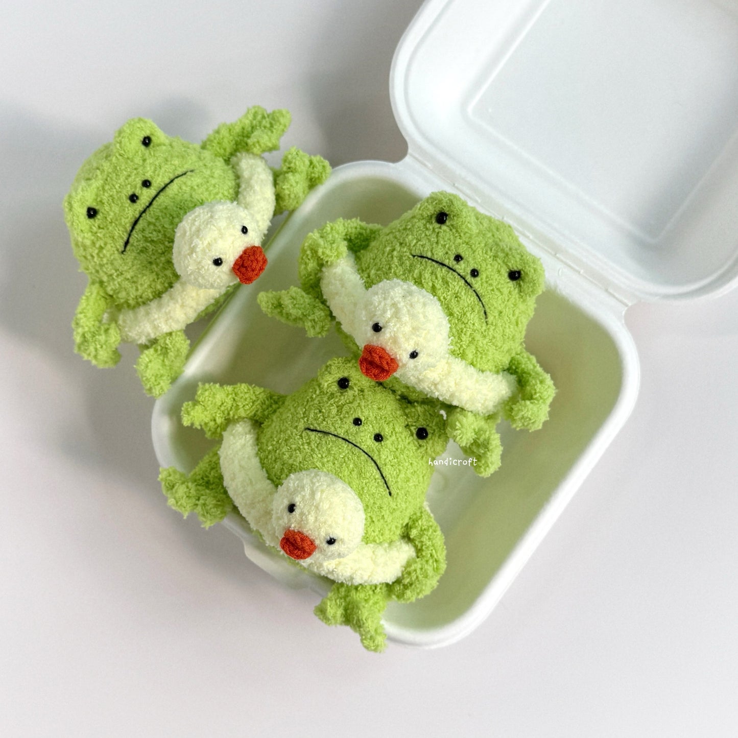 handicroft handmade crochet jellycat inspired ricky rain frog rubber ring amigurumi