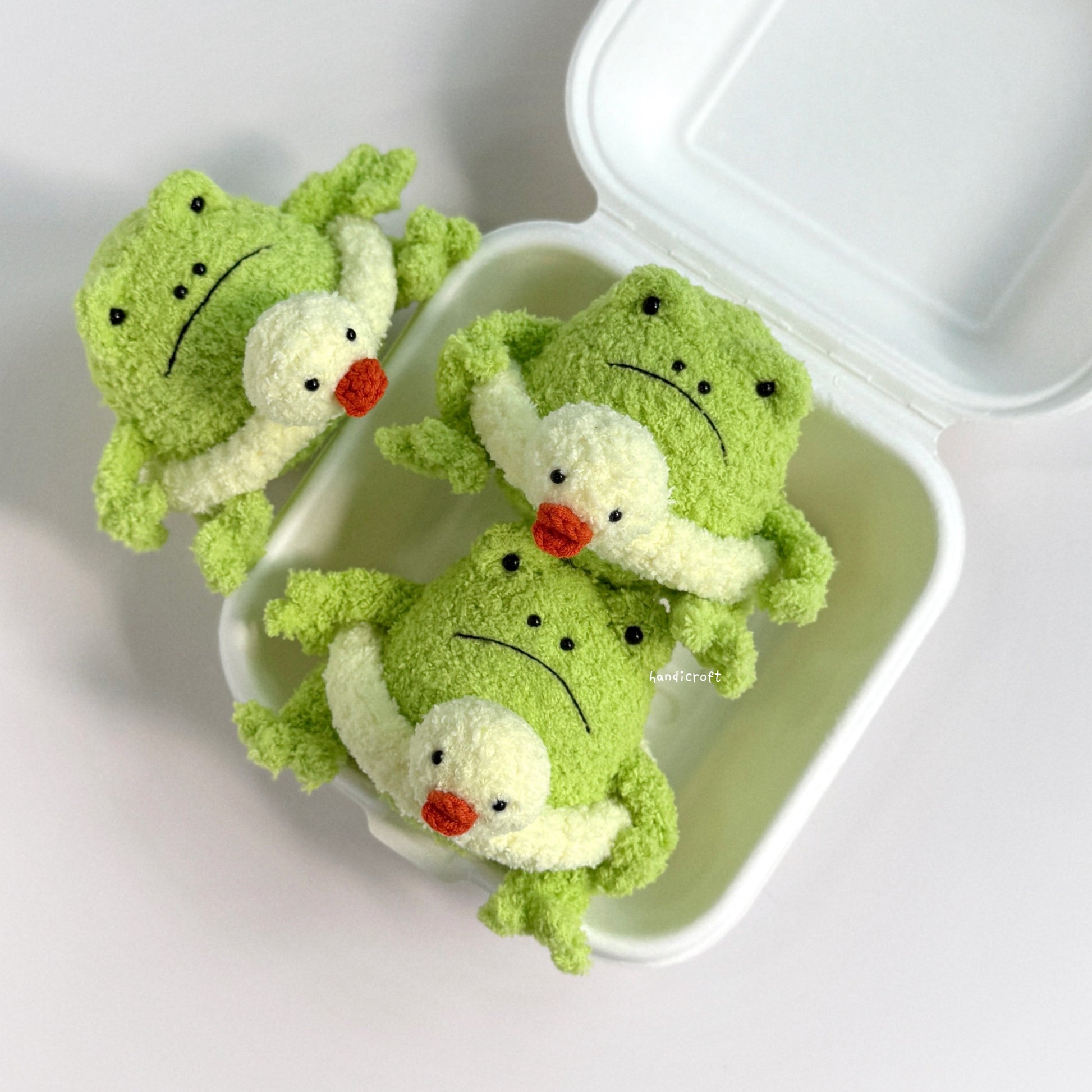 handicroft handmade crochet jellycat inspired ricky rain frog rubber ring amigurumi