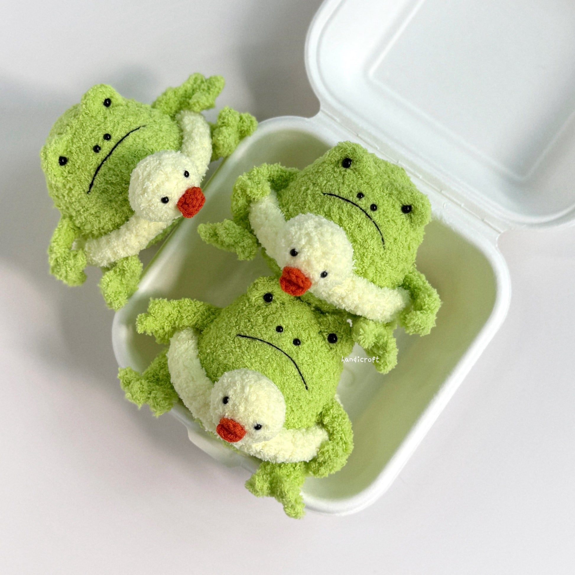 handicroft handmade crochet jellycat inspired ricky rain frog rubber ring amigurumi