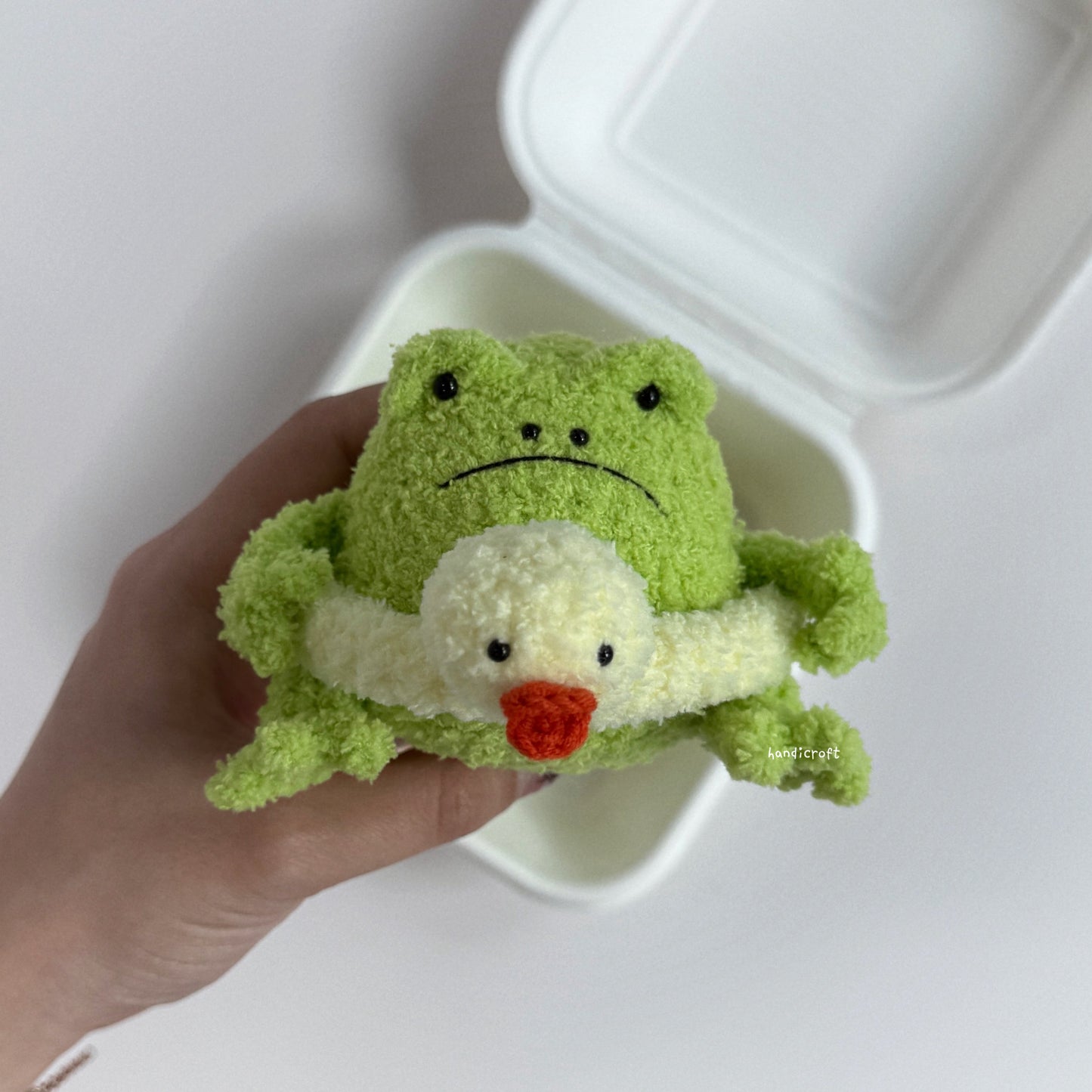 handicroft handmade crochet jellycat inspired ricky rain frog rubber ring amigurumi