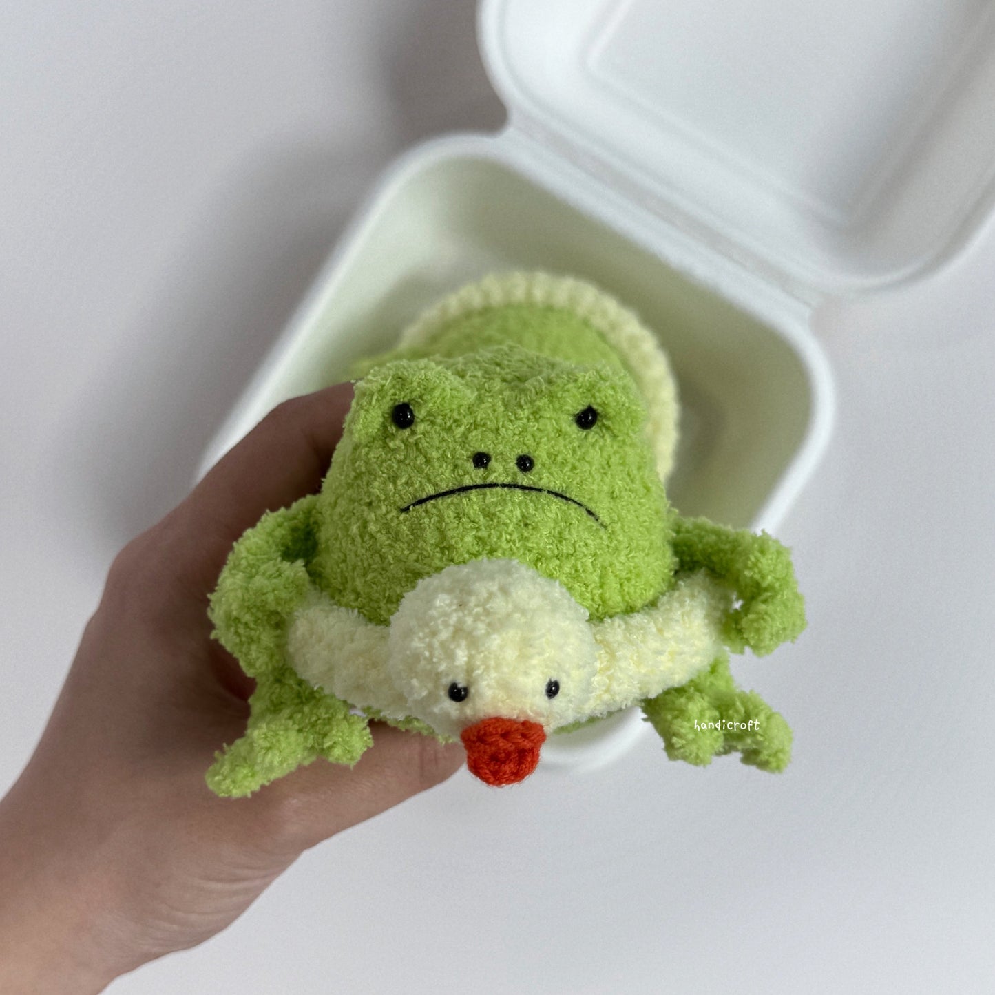 handicroft handmade crochet jellycat inspired ricky rain frog rubber ring amigurumi