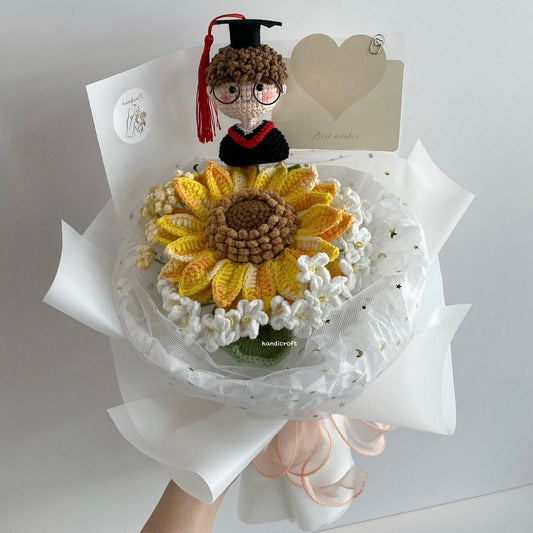 handicroft handmade crochet jumbo sunflower flower bouquet sunshine & dreams