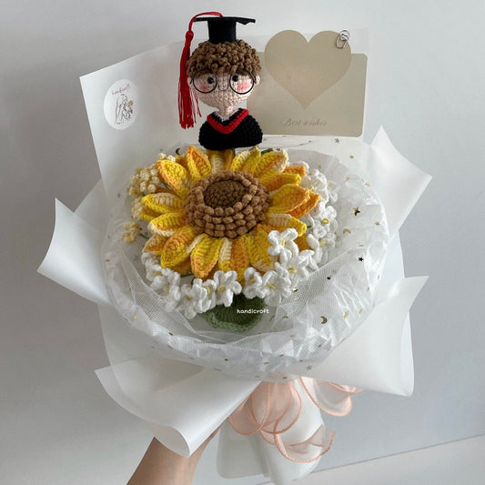 handicroft handmade crochet jumbo sunflower flower bouquet sunshine & dreams