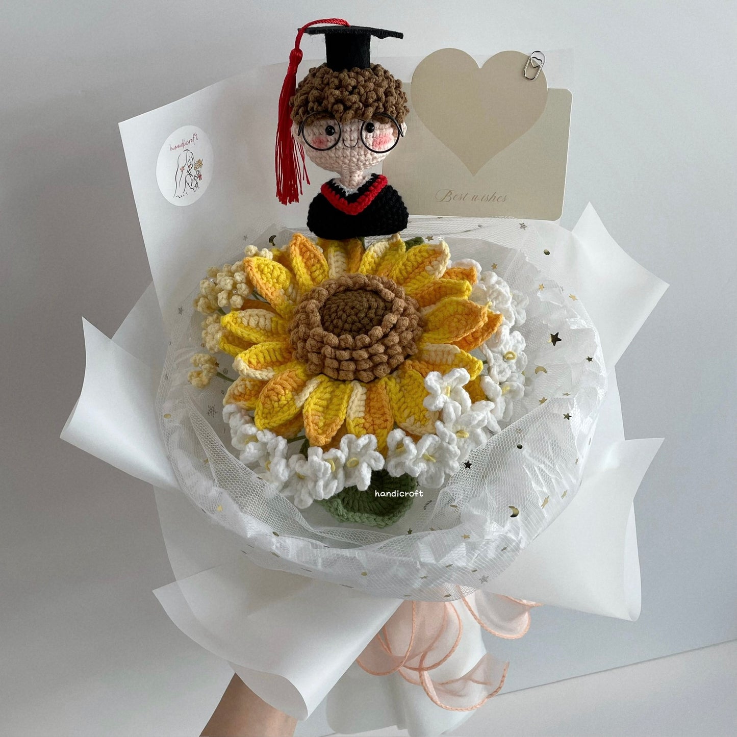 handicroft handmade crochet jumbo sunflower flower bouquet sunshine & dreams