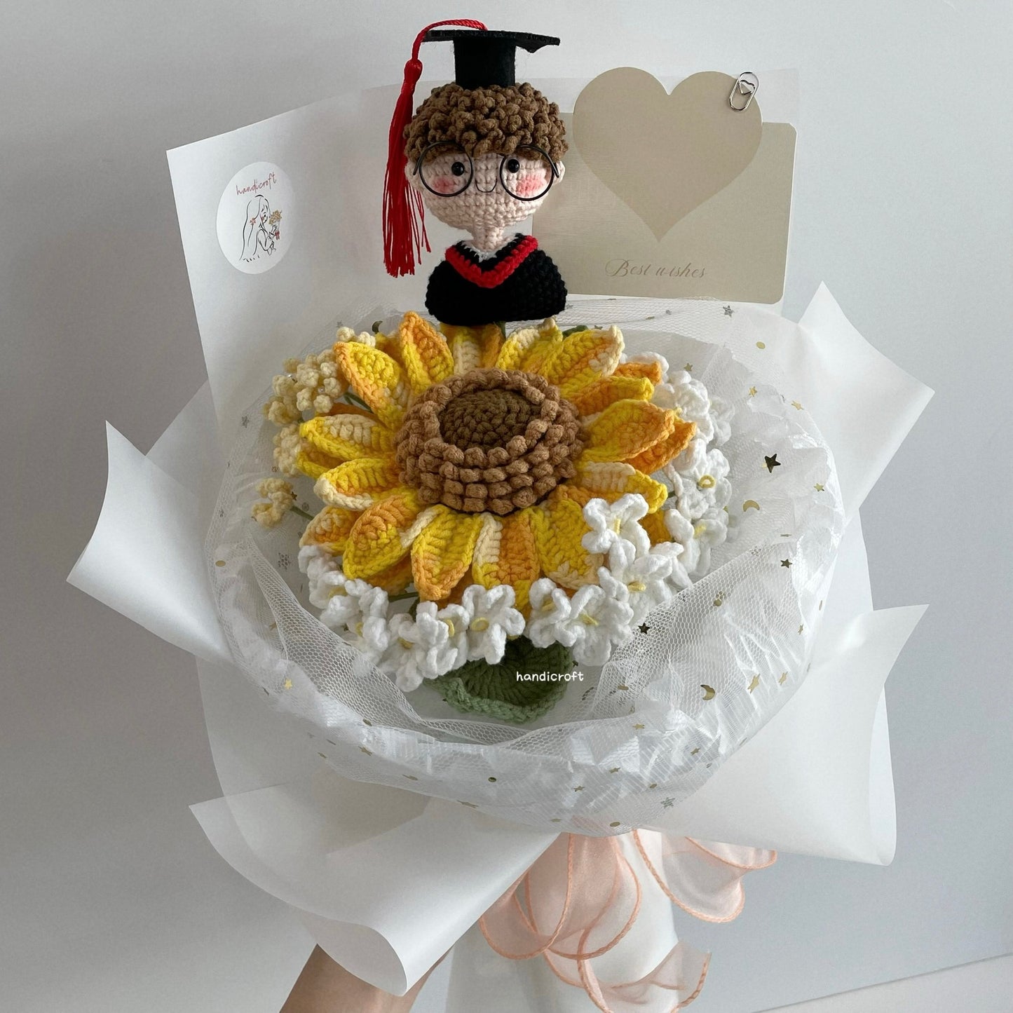 handicroft handmade crochet jumbo sunflower flower bouquet sunshine & dreams