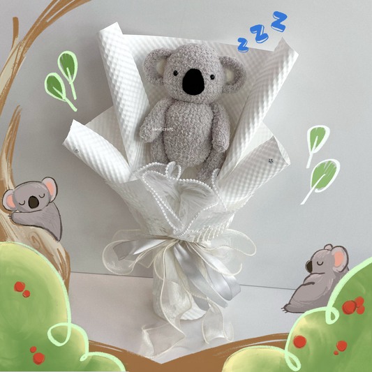 handicroft handmade crochet koala animal flower bouquet koala in bloom