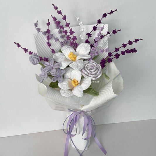 handicroft handmade crochet lavender purple flower bouquet lavender lover