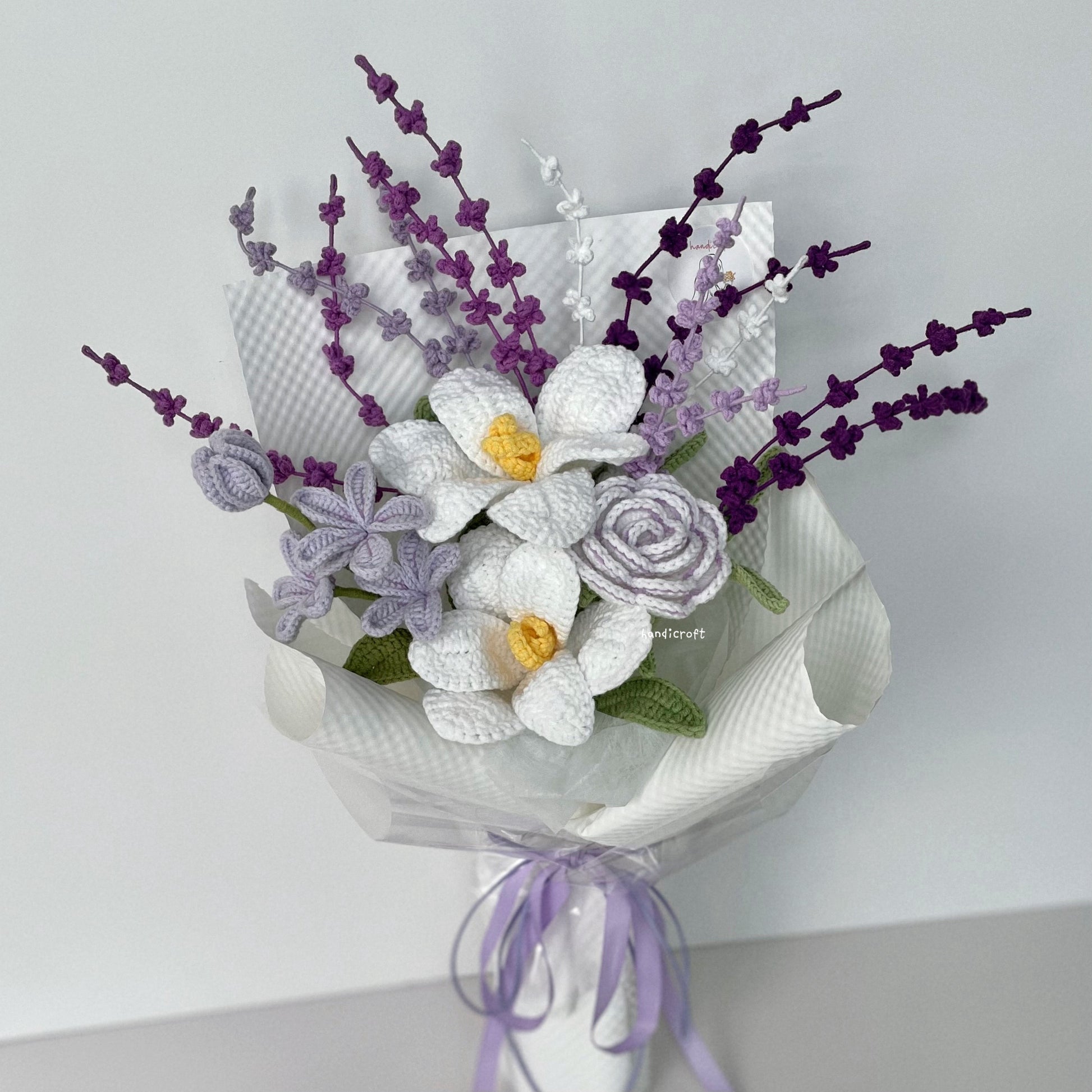 handicroft handmade crochet lavender purple flower bouquet lavender lover