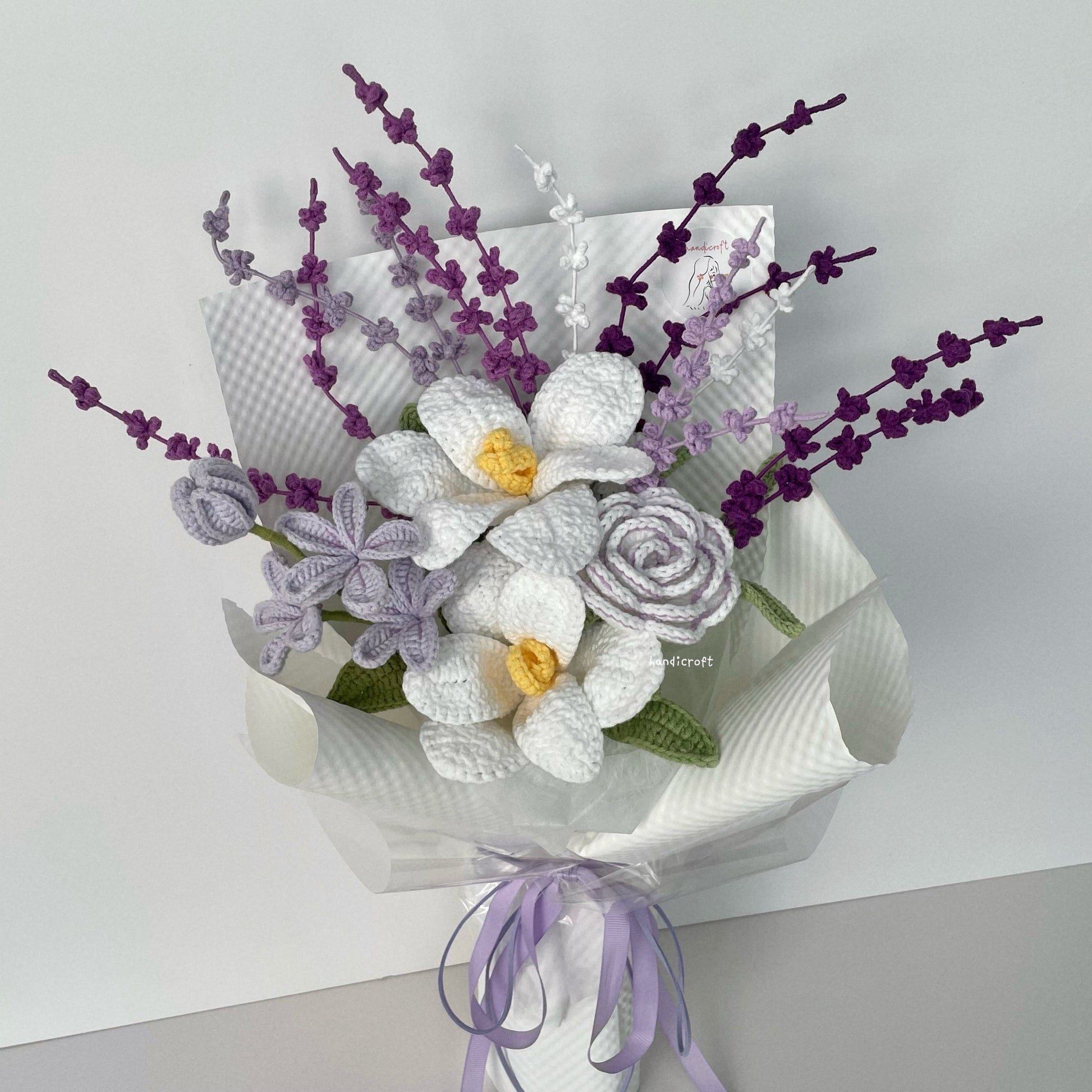 handicroft handmade crochet lavender purple flower bouquet lavender lover
