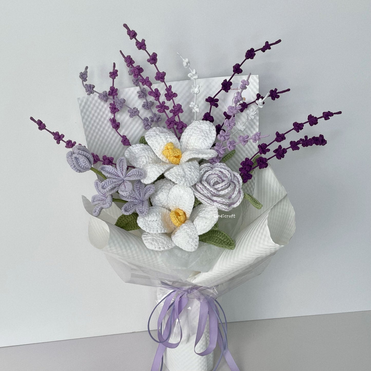 handicroft handmade crochet lavender purple flower bouquet lavender lover