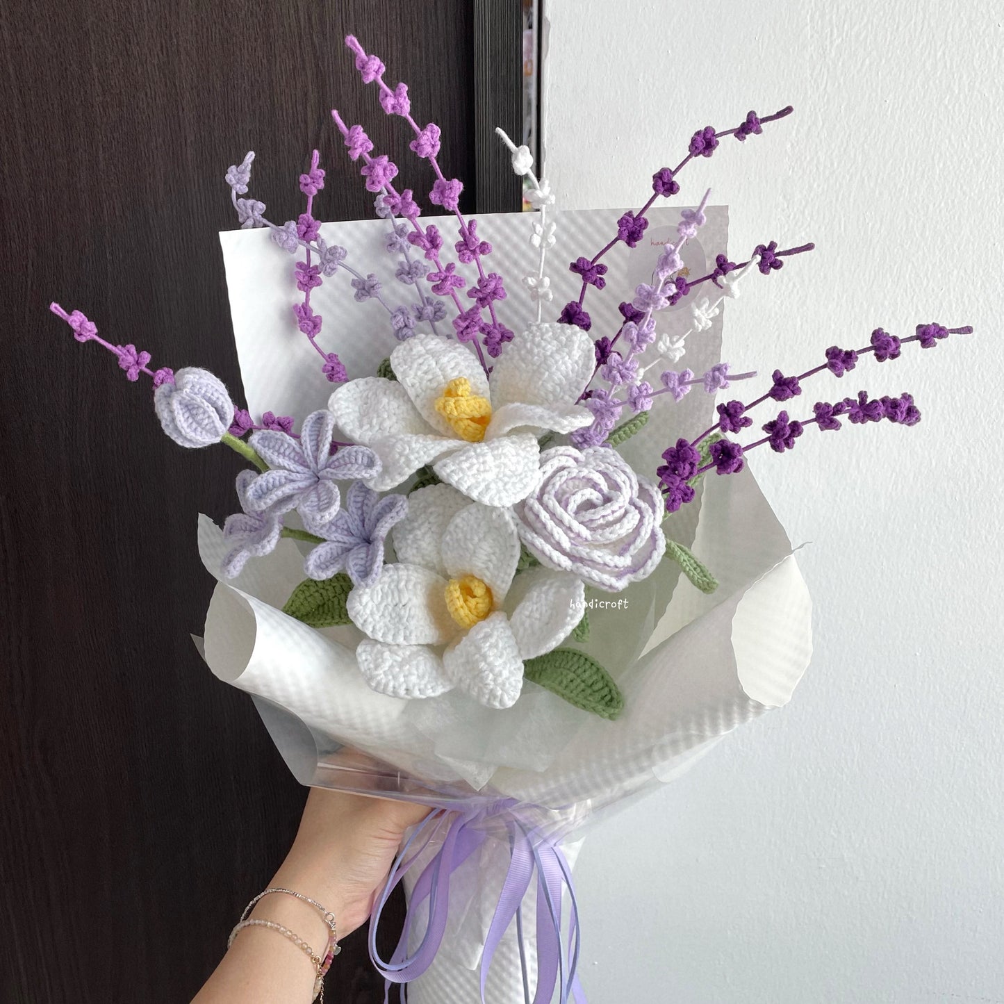 handicroft handmade crochet lavender purple flower bouquet lavender lover
