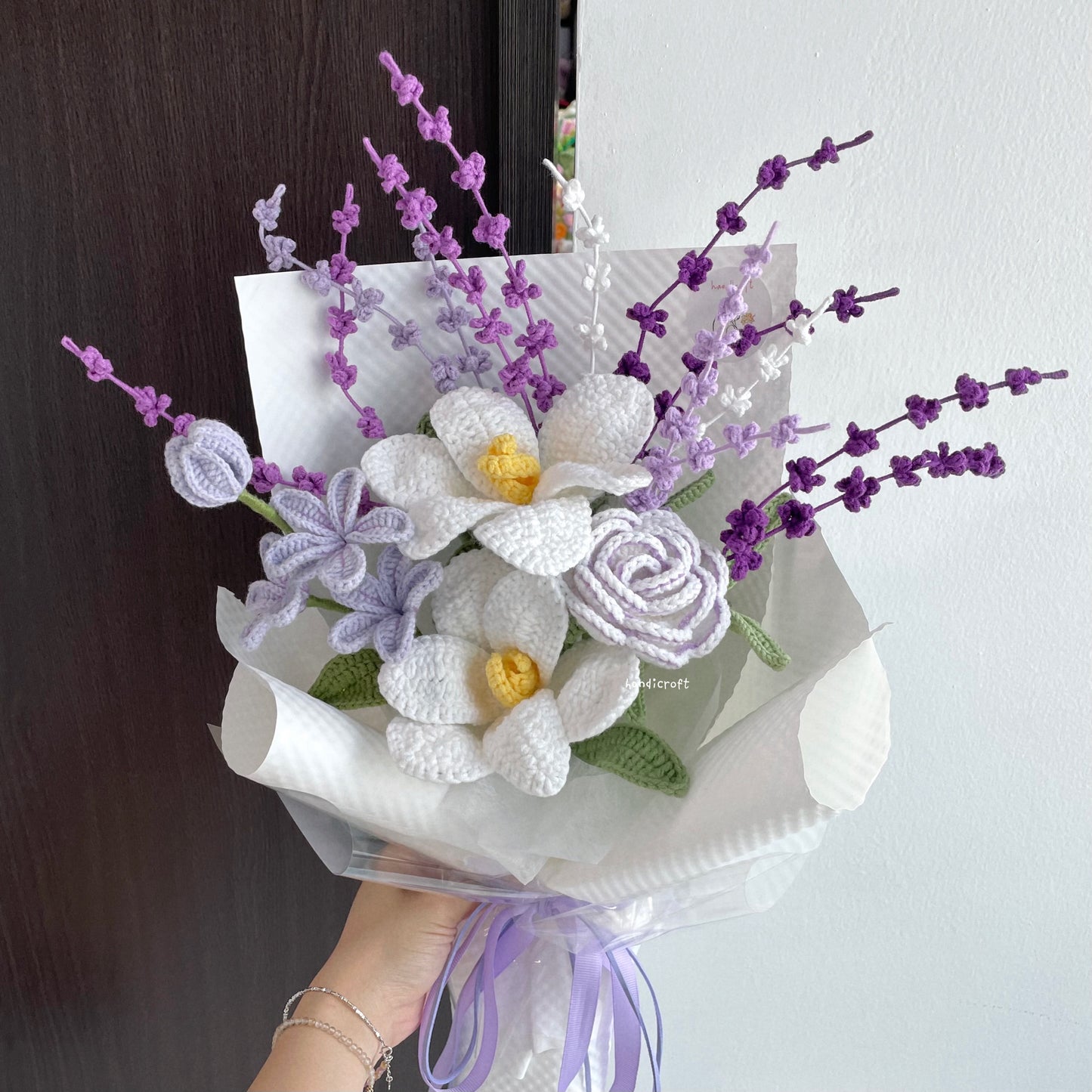 handicroft handmade crochet lavender purple flower bouquet lavender lover