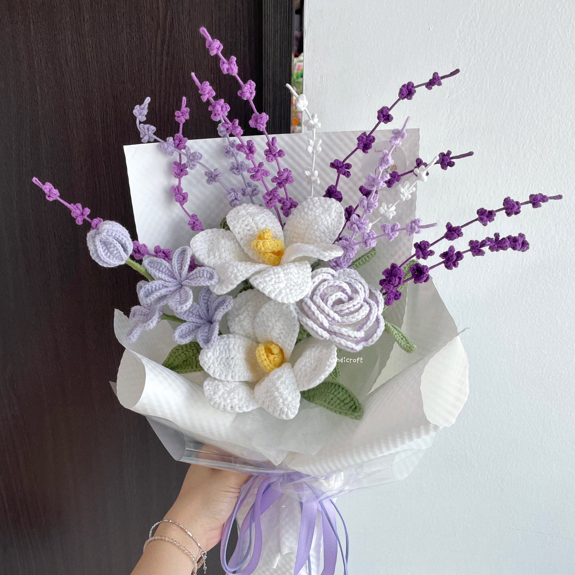handicroft handmade crochet lavender purple flower bouquet lavender lover