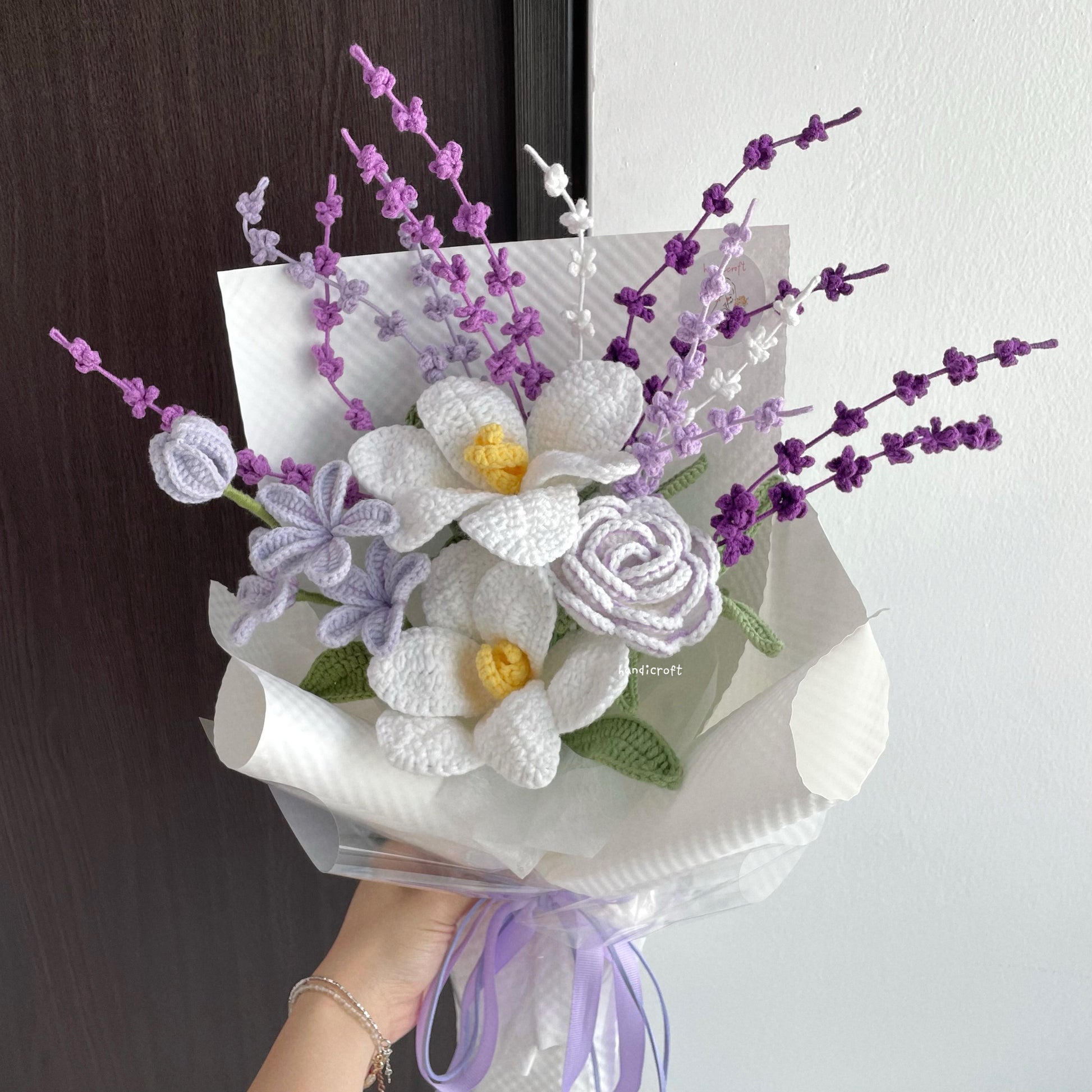 handicroft handmade crochet lavender purple flower bouquet lavender lover