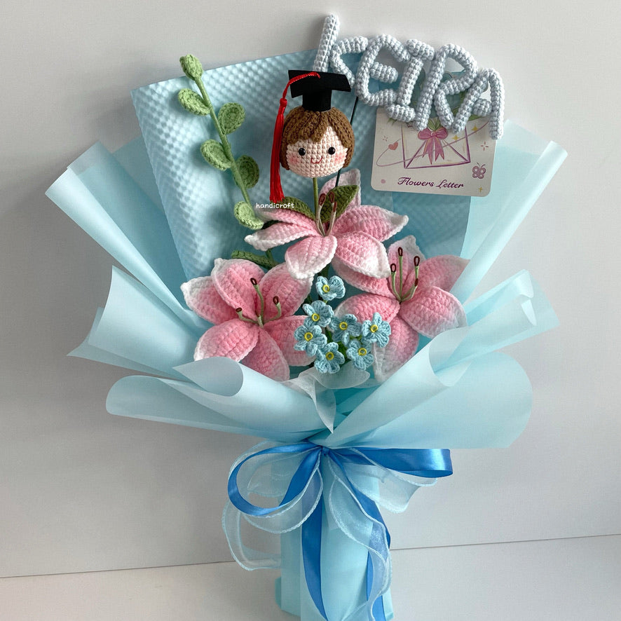 handicroft handmade crochet lily graduation special flower bouquet beyond the lilies