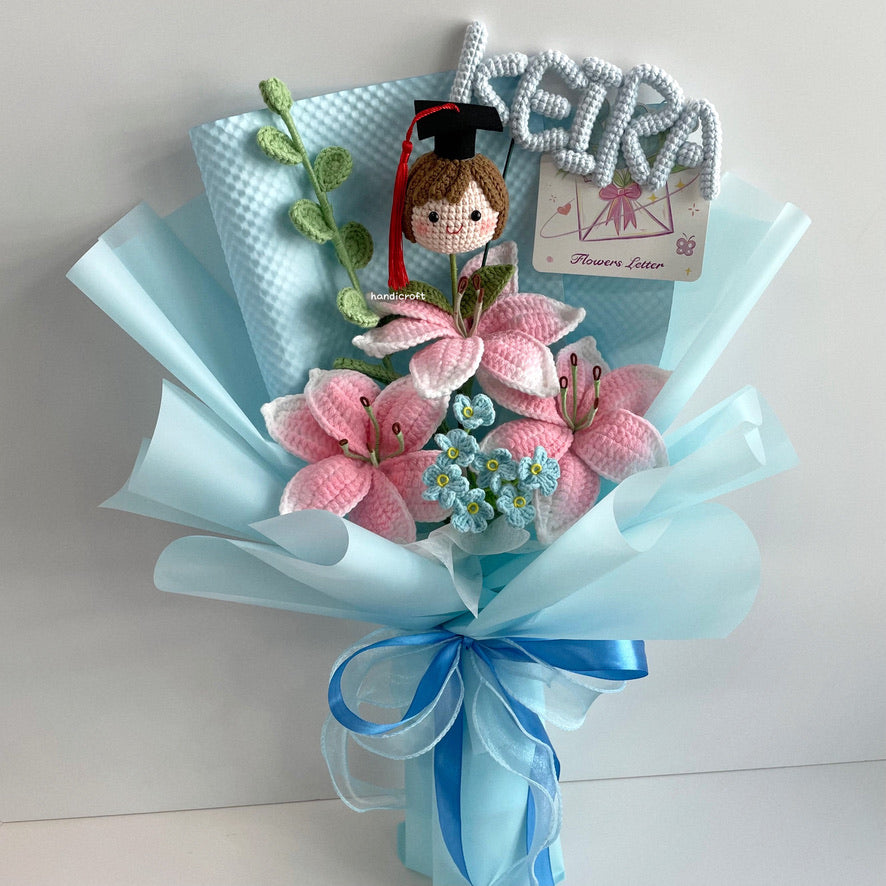 handicroft handmade crochet lily graduation special flower bouquet beyond the lilies